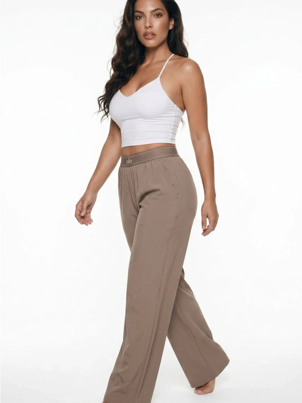 ALO Yoga Women's Wide Leg Lounge Pants - Tan Color